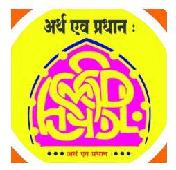 Logo of a web app featuring Sanskrit script in vibrant pink and yellow colors.